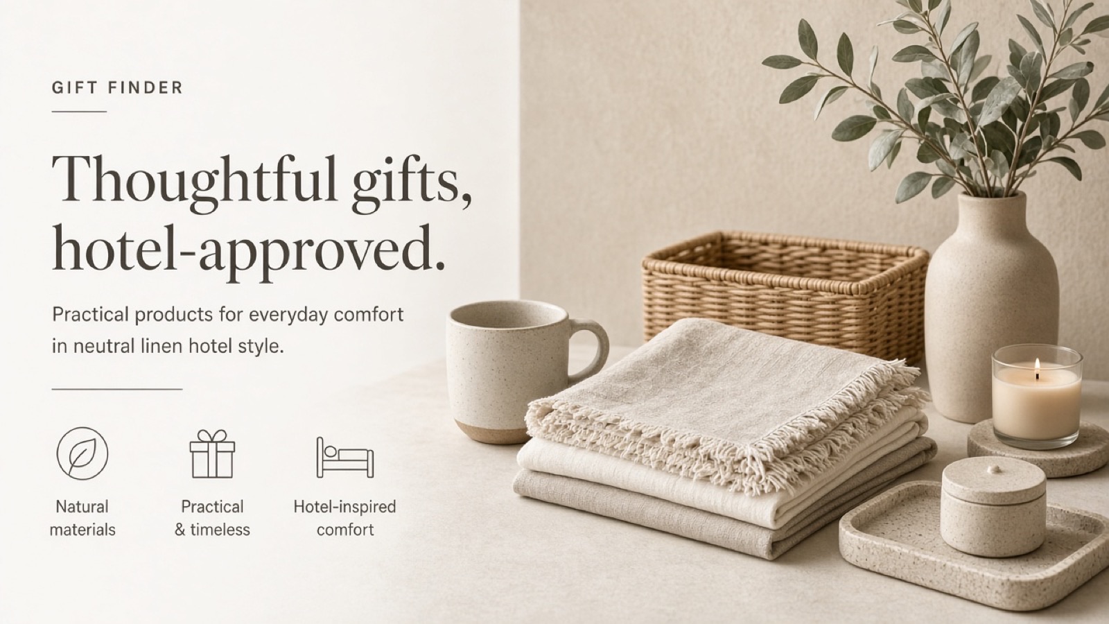 Giftable outlet products wrapped in neutral styling