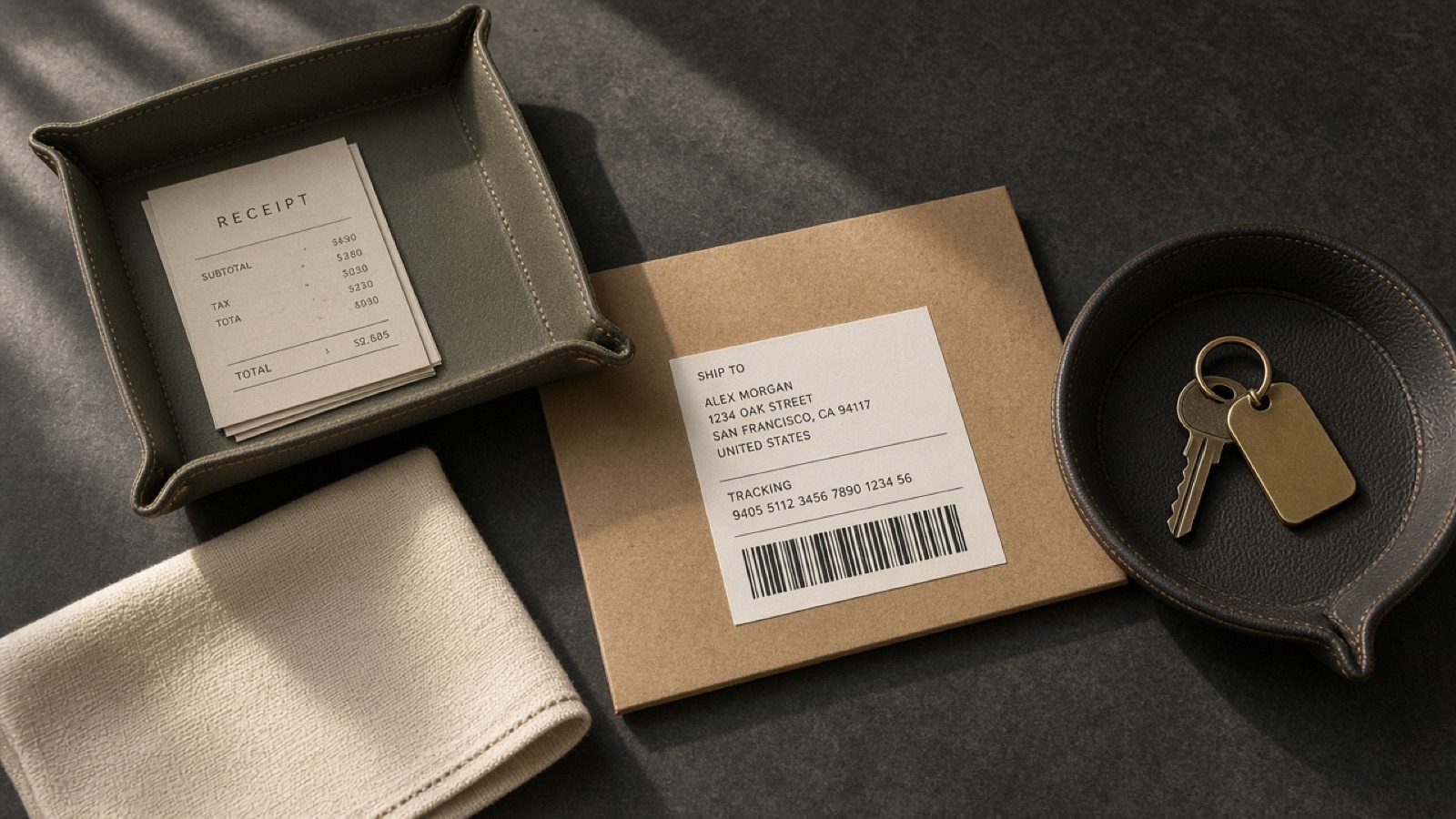 Guest account hub with receipts and labels